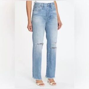 Pistola Cassie Bayview Distressed Super High Rise Straight Denim Jeans Size 32
